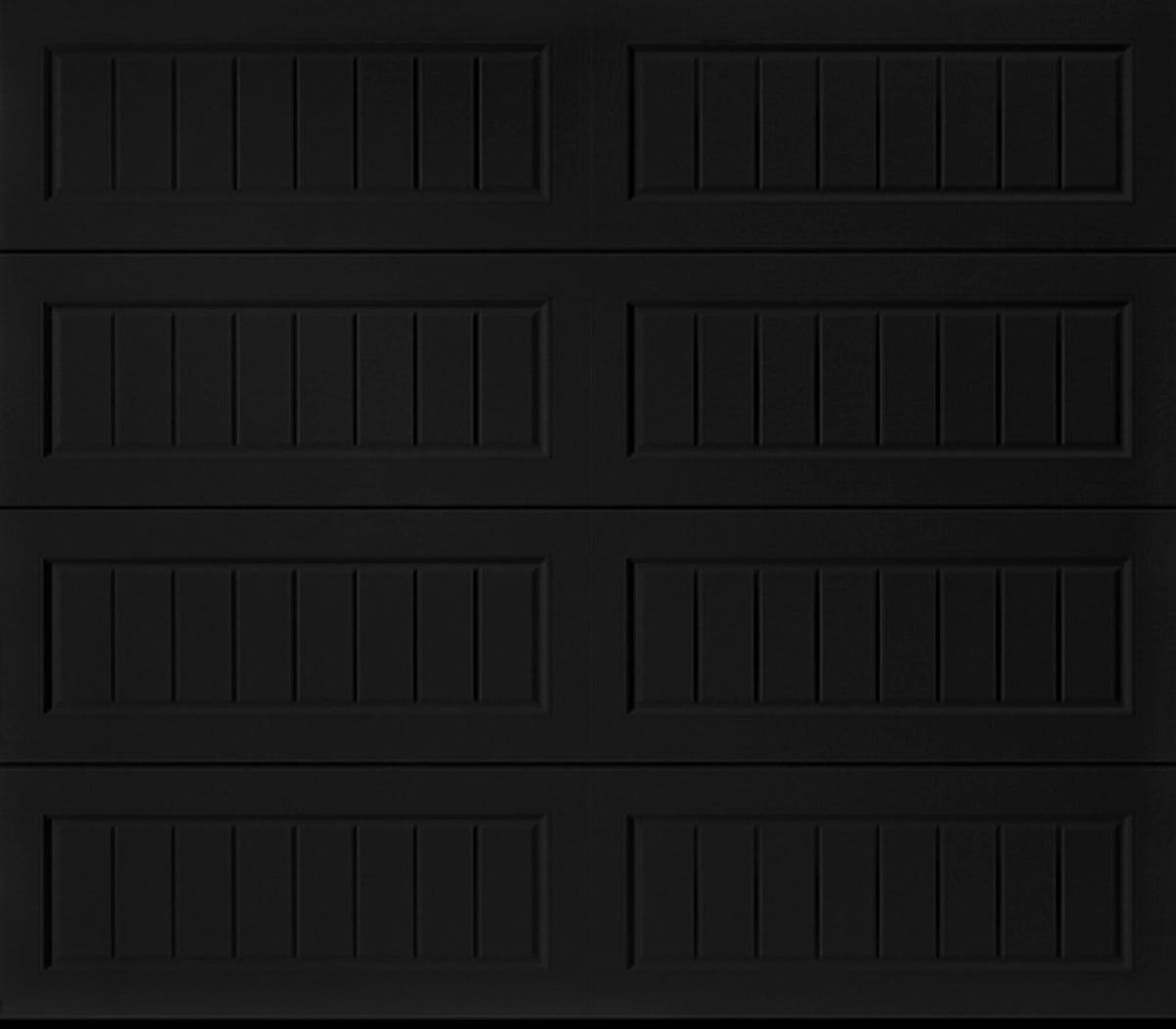 8X7 Black Long Panel Beadboard Carriage Garage Door without Windows