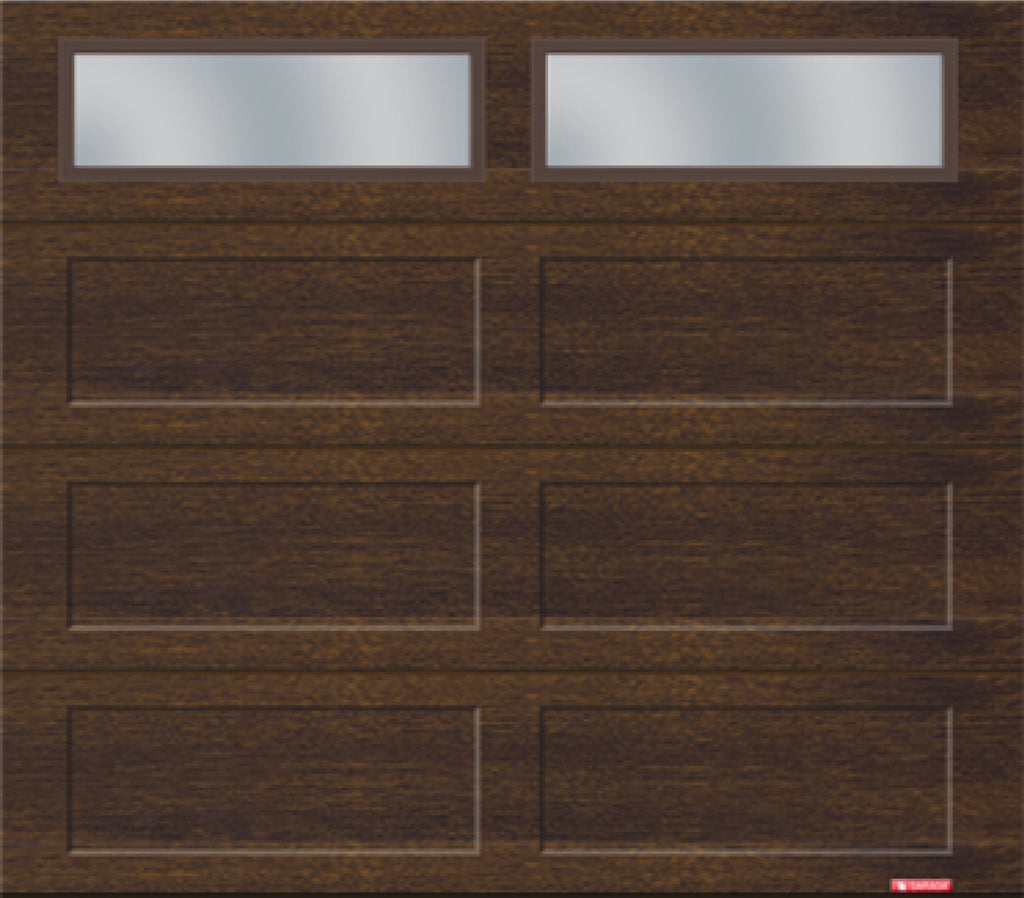 8X7 Chocolate Walnut Wood Finish Traditional Window Garage Doors