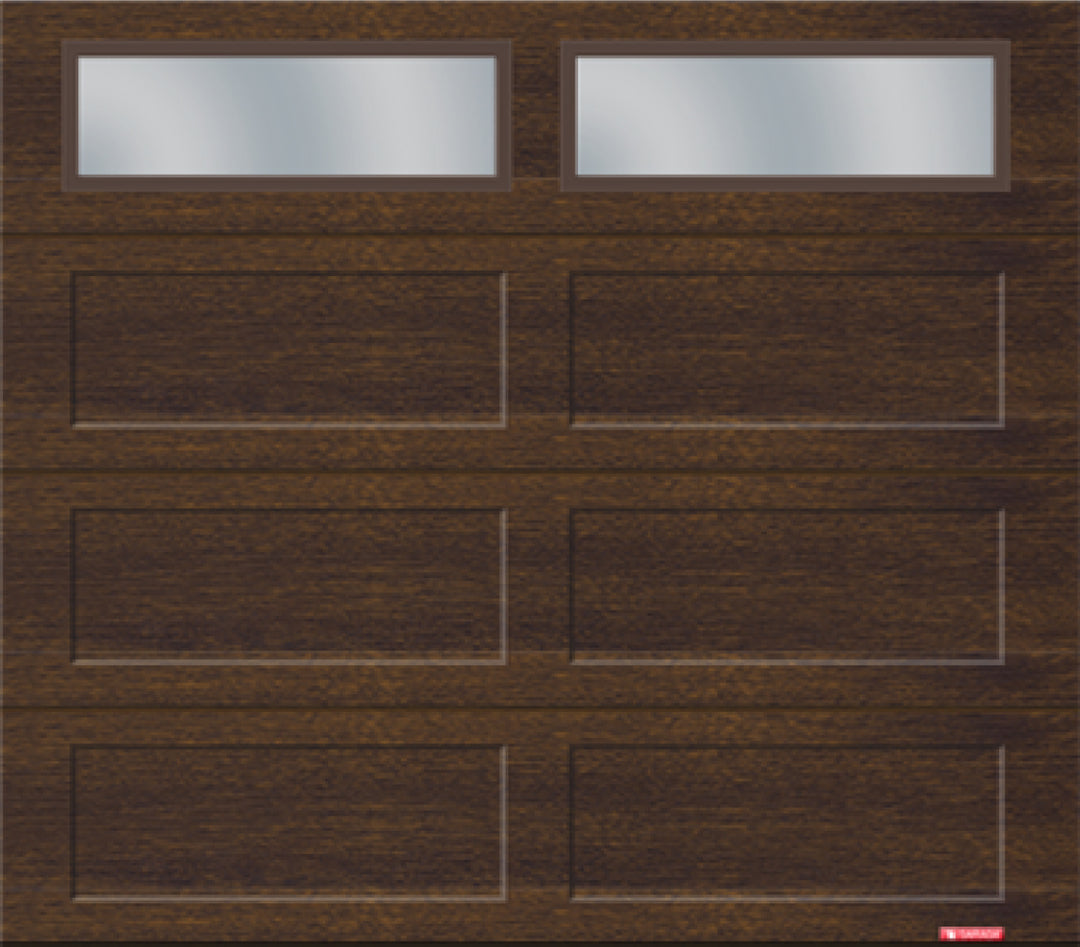 8X7 Chocolate Walnut Wood Finish Traditional Window Garage Doors